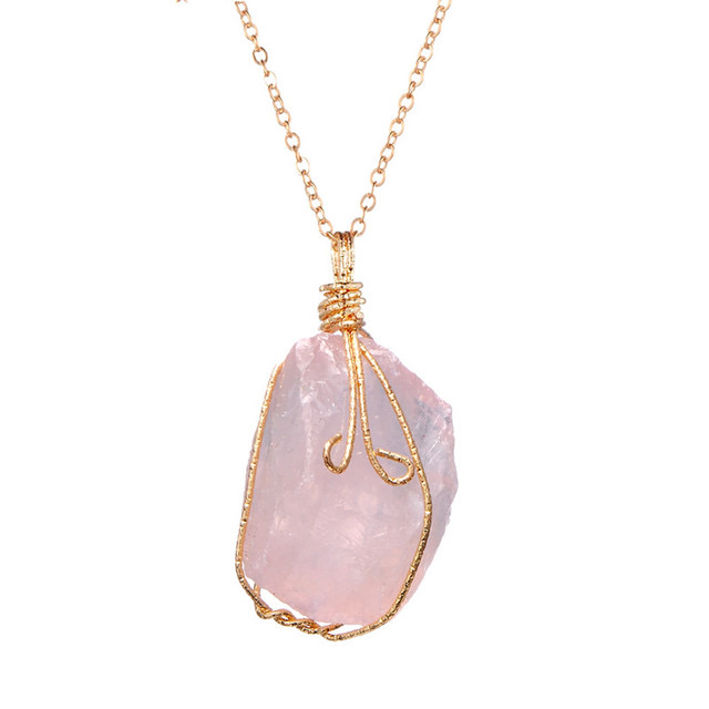 Handmade Rose Quartz Crystal Necklace